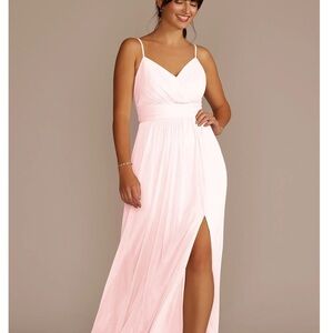 David's Bridal Light Pink Maxi Dress